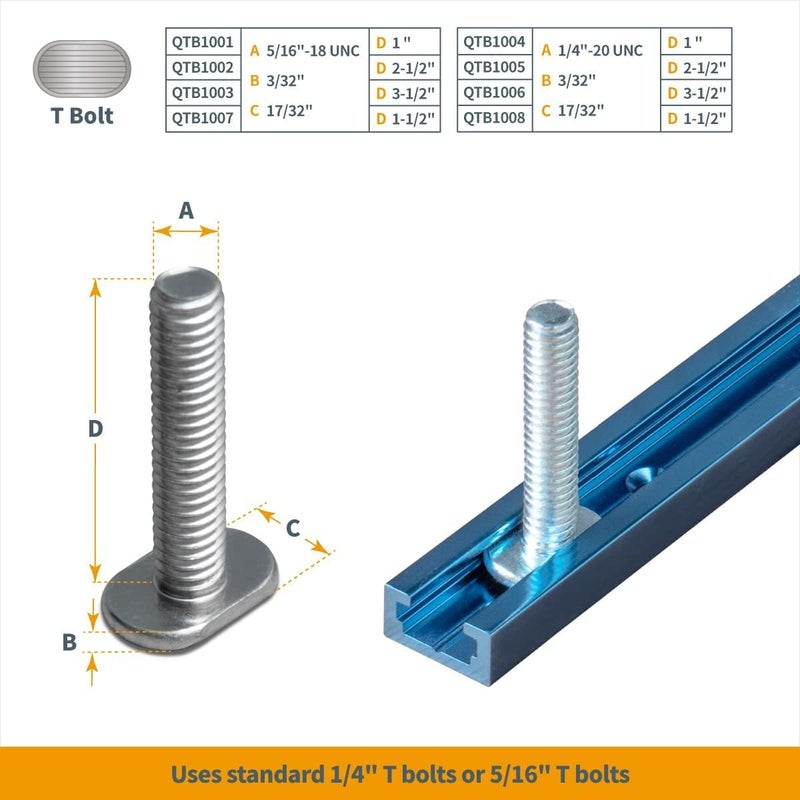POWERTEC 71118-P4 24 Inch Double-Cut Profile Universal T-Track with Predrilled Mounting Holes, 8 Pack, Aluminum T Track for Woodworking Jigs and Fixtures, Drill Press Table, Router Table, Workbench - Image 3